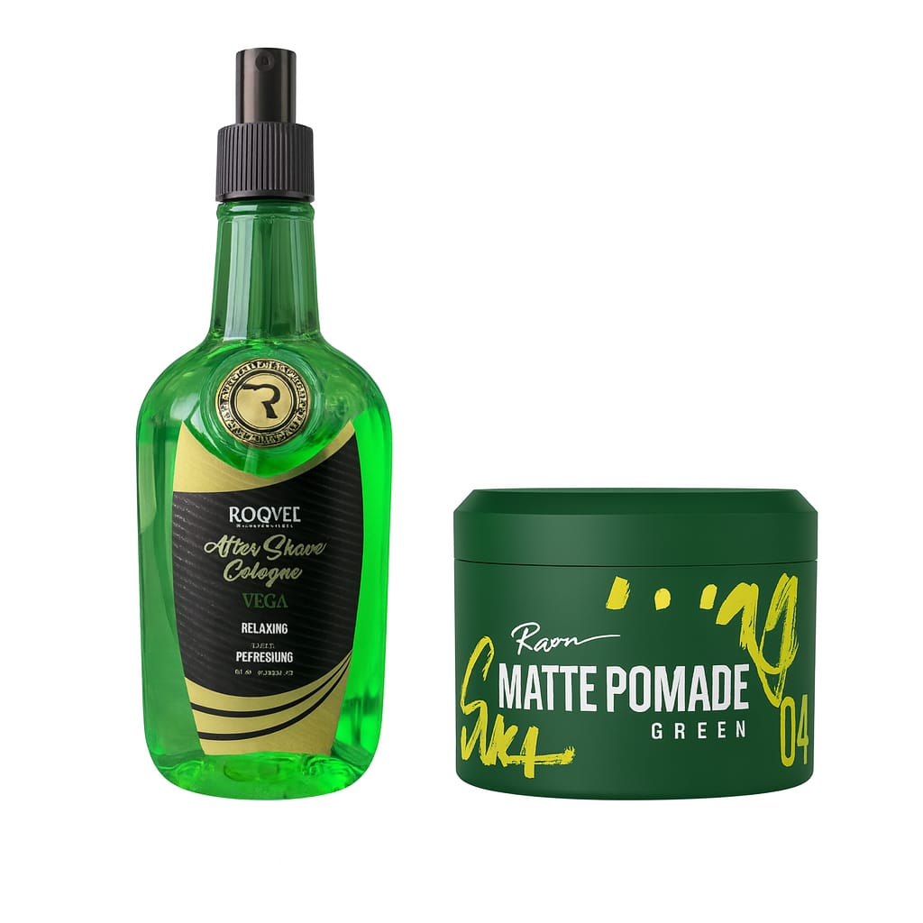 ROQVEL Matte Pomade Green 04 & After Shave Cologne Vega 400ml