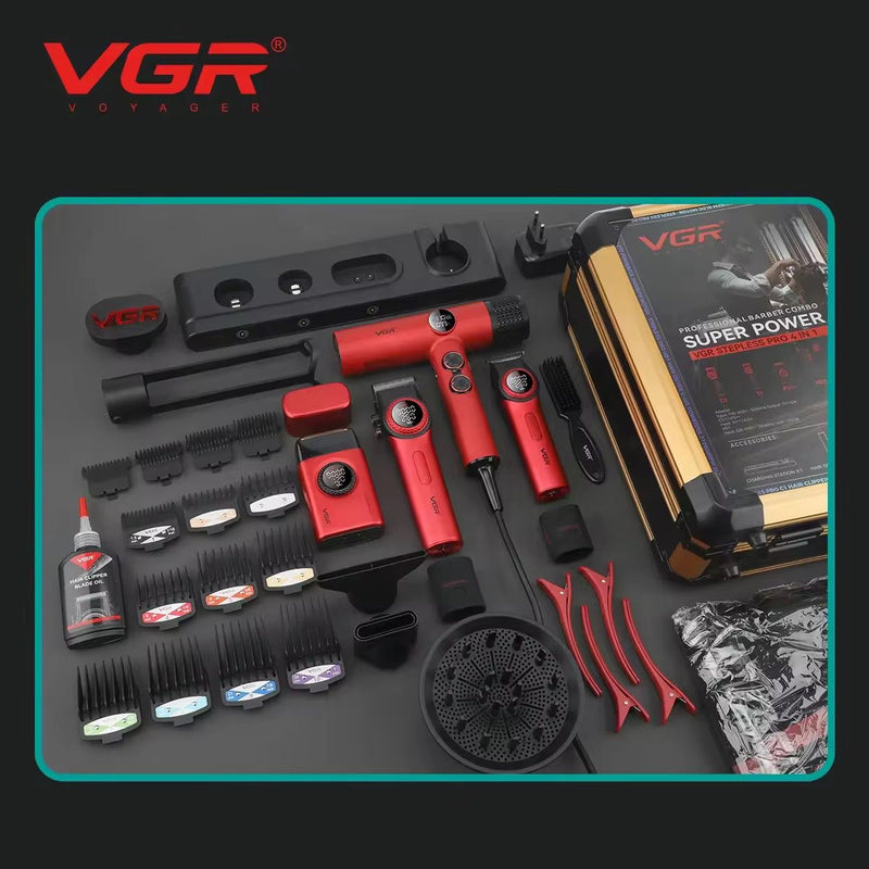 VGR Proffesionall Barber Combo clipper set Super Power 4in1